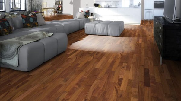 2-Schicht Parkett Merbau Select-Natur - matt lackiert - Ambiente Wohnzimmer - NaBo Parkett