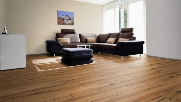 Landhausdiele Eiche Classic rustic - handgehobelt, natur vorgeölt - Ambienten Wohnzimmer - NaBo Parkett