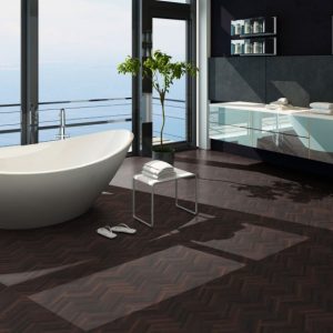 Mosaikparkett Wenge - Fischgrät 3-fach - Massivparkett 8mm Musterboden - Ambiente Bad - NT Floors Leipzig