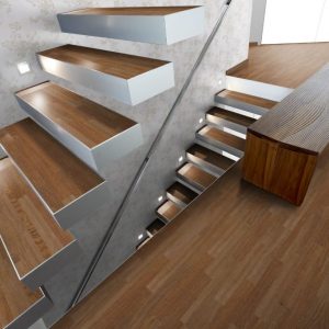 Stabparkett Brauneiche Naturell - Treppenaufgang - NT Floors Massivparkett