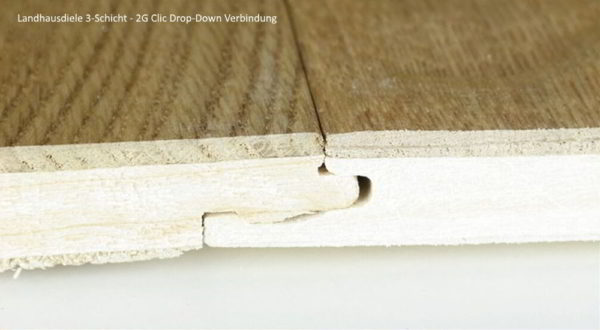 Landhausdiele 3-Schicht - 2G Drop Down Klick-Verbindung (Detailbild) - NaBo Parkett Leipzig