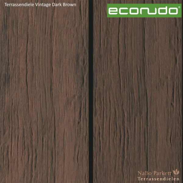 econudo Terrassendiele Dark Brown Vintage - Bamboo composites + 3D Textur - NaBo Parkett Terrassendielen Leipzig