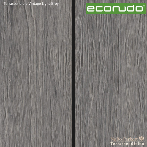 econudo Terrassendiele Light Grey Vintage - Bamboo composites + 3D Textur - NaBo Parkett Terrassendielen Leipzig