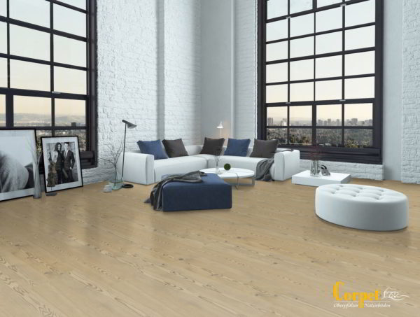 Korkboden NATURA DESIGN - Lärche astig - NaBo Parkett Printkork Leipzig - Wohnzimmer Ambiente