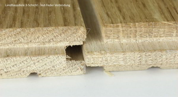 Landhausdiele 3-Schicht - Nut-Feder Verbindung (Detailbild) - NaBo Parkett Leipzig