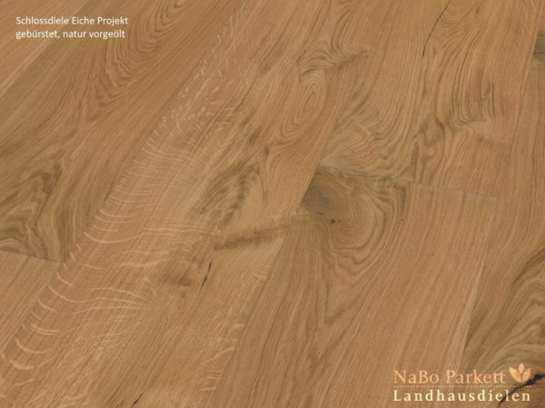Schlossdiele Eiche Projekt geölt - 3-Schicht Fertigparkett - gebürstet + natur vorgeölt - NaBo Parkett Landhausdielen