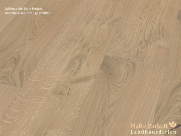 Schlossdiele Eiche Projekt - 3-Schicht Fertigparkett - naturbelassen, roh + vorgeschliffen - NaBo Parkett Landhausdielen Perspektivansicht