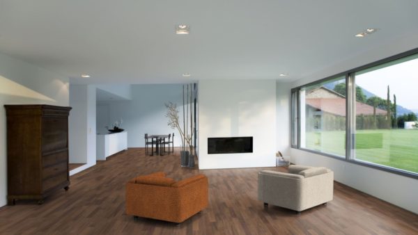 2-Schicht Parkett Nussbaum amerikanisch Select-Natur - 11x70x490mm ++ Ambiente, Wohnzimmer - NaBo Parkett Leipzig