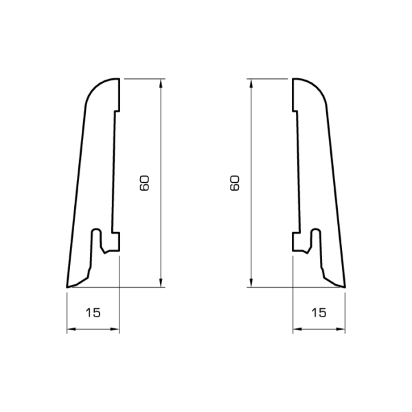 Furnierleiste 15x60mm - NT Floors Sockelleisten - Profilzeichnung