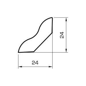 Sockelleiste Eiche massiv 24x24mm - Schmetterlingsprofil - Profilzeichnung