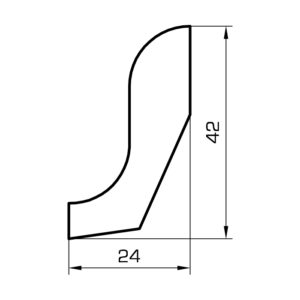 Sockelleiste Eiche massiv 24x42mm - Wechselprofil - Profilzeichnung