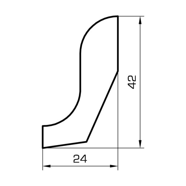 Sockelleiste Eiche massiv 24x42mm - Wechselprofil - Profilzeichnung