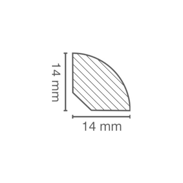 Viertelstab Leiste massiv 14x14mm - Profilzeichnung