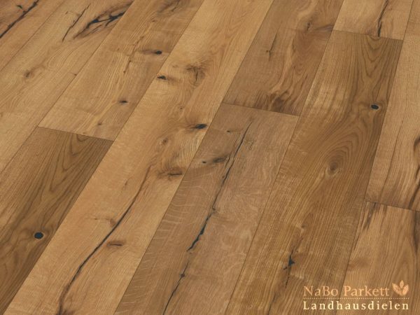 Landhausdiele Eiche Classic rustic - geschliffen, natur vorgeölt, Perspektive - NaBo Parkett