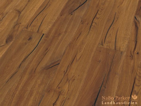 Landhausdiele Eiche Classic geräuchert - handgehobelt, vorgeölt - NaBo Parkett