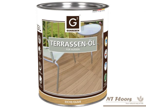 Terrassenöl Eiche Olive - pigmentiertes Öl für den Außenbereich - NT Floors