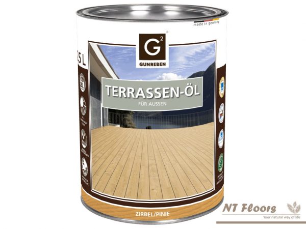 Terrassenöl Zirbe Pinie - pigmentiertes Öl für den Außenbereich - NT Floors