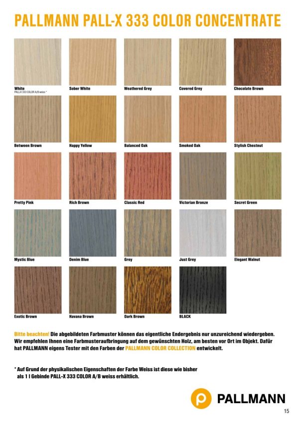 Farbübersicht Pallmann Pall-X 333 CColor Concentrate