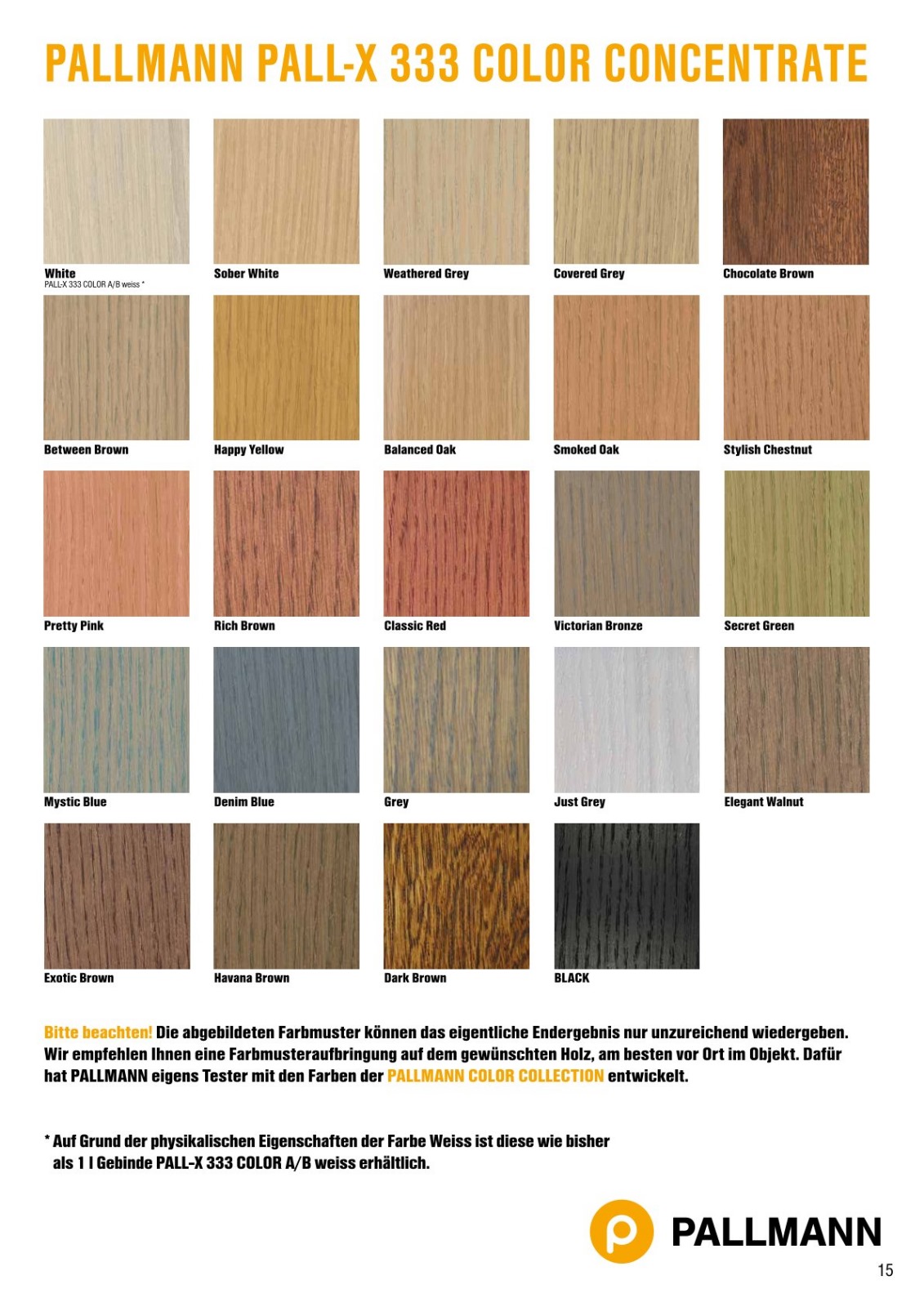Farbübersicht Pallmann Pall-X 333 CColor Concentrate