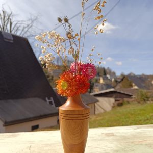 Holzvase Flakon Miniatur - Blumenvase aus Kirsche europäisch - für Trockengräser und Trockenblumen - von Hand gedrechselt - Fründ Massivholz Design
