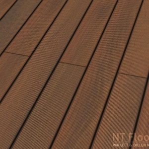 Holz Terrassendiele IPE Systemdiele gerillt - PRIME KD mit kopfseitiger Nut-Feder Verbindung zur Endlosverlegung - Sichtseite fein gerillt - NT Floors Leipzig