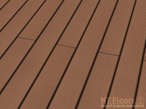 WPC Terrassendiele hellbraun massiv - SOLID hellbraun fein gerillt (Sichtseite) - NT Floors Leipzig