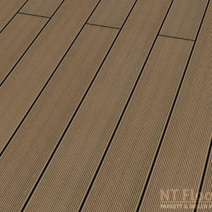 WPC Terrassendiele mandelbraun massiv - SOLID mandelbraun fein gerillt (Sichtseite) - NT Floors Leipzig